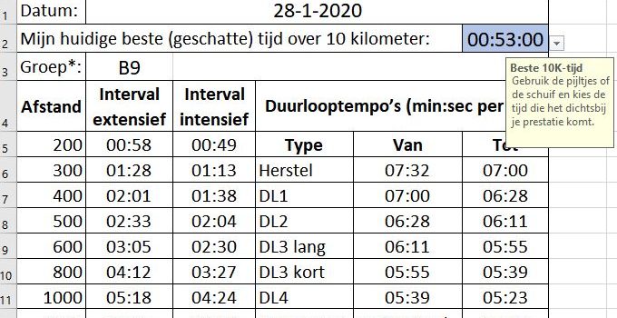 Trainingstempocalculator